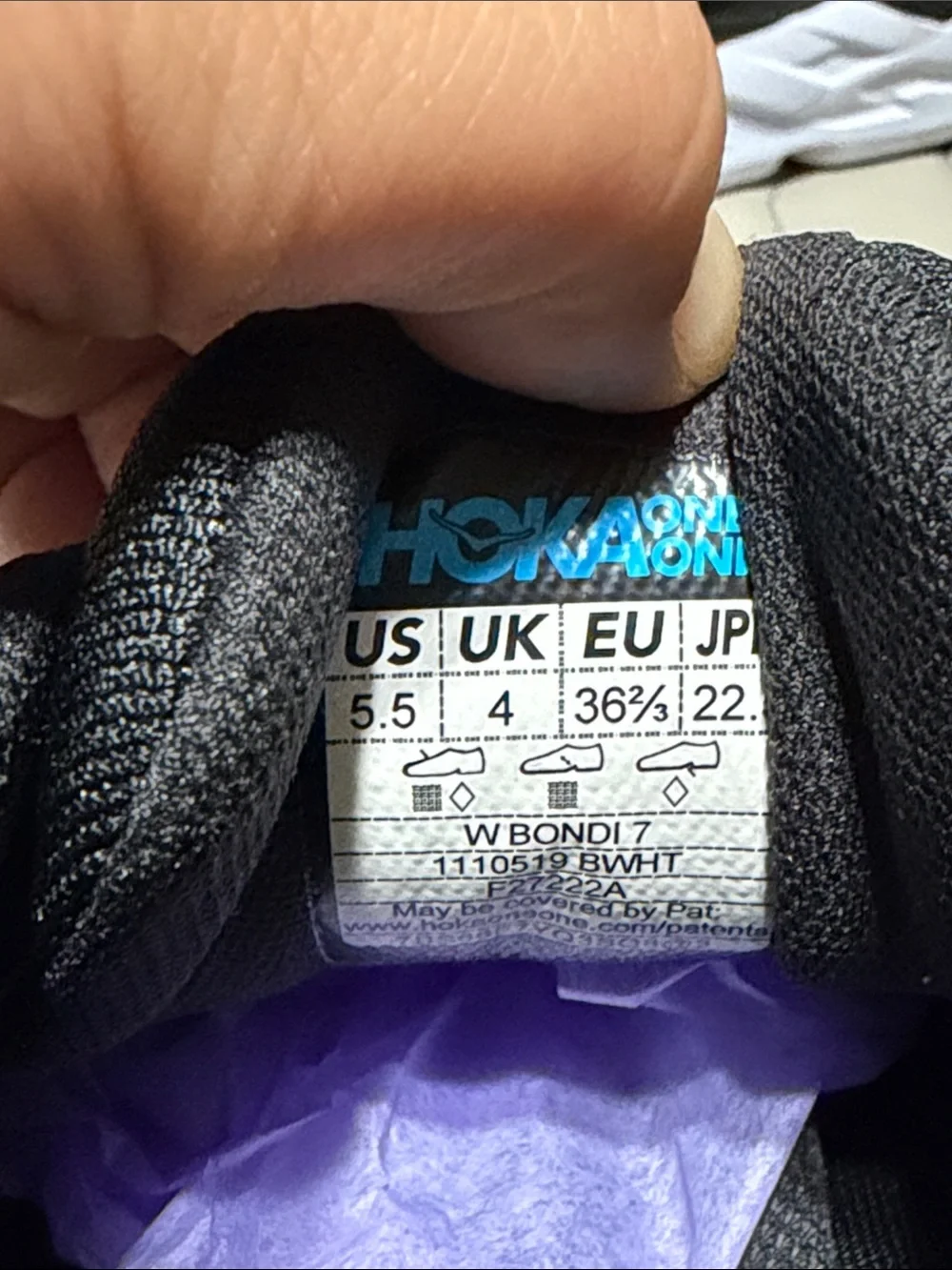 Hoka Black and White Bondi 7 Running Sneakers